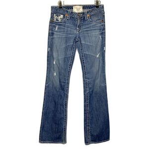 Womens Big Star Liv Jeans Low Rise‎ Y2K Western Cowgirl Distressed Embroidered